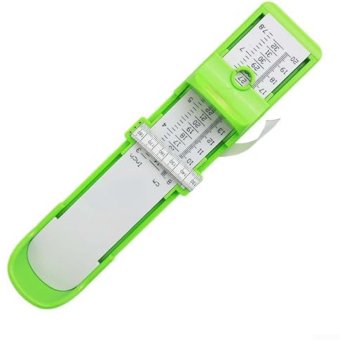 Jauge de mesure de pied pour adultes et enfants, 80 à 200 mm, règle de taille de chaussure en ABS avec marquage à double échelle, appareil de mesure du corps portable (vert)