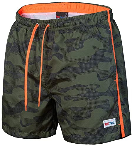 Mount Swiss Dario Maillot de bain pour homme avec poches latérales et poche arrière I Short de bain tendance pour homme Natation Loisirs Sports nautiques I Short de bain confortable dans de nombreuses