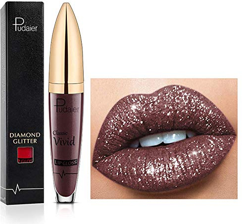 18 Farben Diamant glänzender langanhaltender Lippenstift,3D Shining Stars Perlglanz Lipgloss,Shimmer Metallic Texture Liquid,lang anhaltender Lipgloss,wasserdichte langlebiger Not Stick Cup (17)