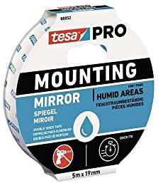 tesa Nastro di montaggio per specchio, 66952, bianco, lunghezza 5 m, larghezza 19 mm, 10 pezzi