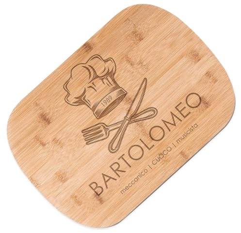 Maverton Tagliere in bambù, incisione personalizzata | Dimensioni 35cm x 25cm, battilardo rettangolare, eco-friendly, pensiero speciale per l’ uomo, regalo di Natale, cuoco