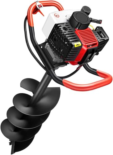 SUHBFNOL Petrol Earth Auger 199CC Drill With 3 Auger Bits For Fence Posts, Garden Soil & Tree Planting - Petrol Post Hole Digger Kit For Ground Drilling For Landscaping Tasks