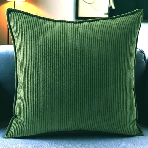 SWJ-swjssb Kissenbezug 80x80,70x70,90x90 Sofa Kissenbezüge 65x65,Kord Kopfkissenbezug Dekokissen Sofakissen Bezug Groß Kissenhülle Dekorative Weiche Zierkissenbezüge Kissen Bezug(Grün,80x80 cm)