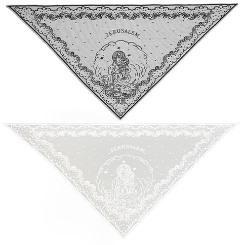 2 st kyrka slöja triangel 49,2 x 65 tum svart och vit slöja spets broderad vintage katolsk huvudtäckning för kvinnor svart