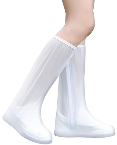 UYRVAPE 1 Paia Copriscarpe Impermeabile Sovrascarpe, Riutilizzabile Stivali da pioggia Stivali Zip Scarpe, antiscivolo Alta protezione pioggia galosce(lunghi)