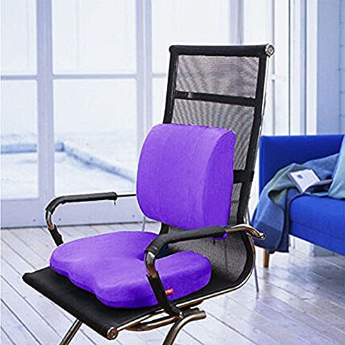 Bookishbunny Set of 2: Seat Cushion Coccyx Orthopedic Memory Foam Lumbar Support Pillow for Sciatica Pain Relief and Lower Back Pain Relief (Purple)