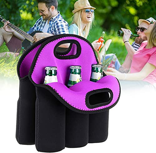 ZhiLianZhao Borsa Termica Neoprene Extra Spessa, Bottle Cooler, con Maniglia di Trasporto Sicura, per Birre, Bottiglie, Lattine, Bevande,Viola