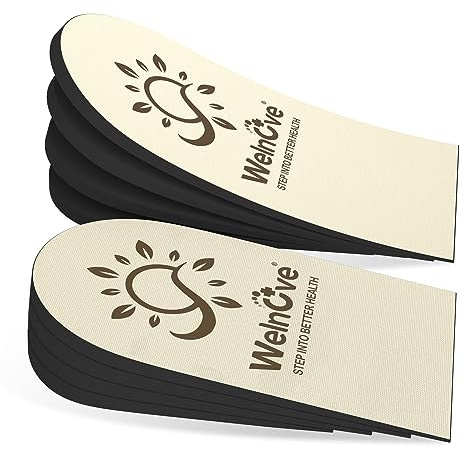 Welnove - 1 paire Inserts de levage de talon pour chaussures - 4 couches de 2,5 cm, réglables pour fasciite plantaire, douleur au talon, différence de longueur de jambe- large taille, Beige