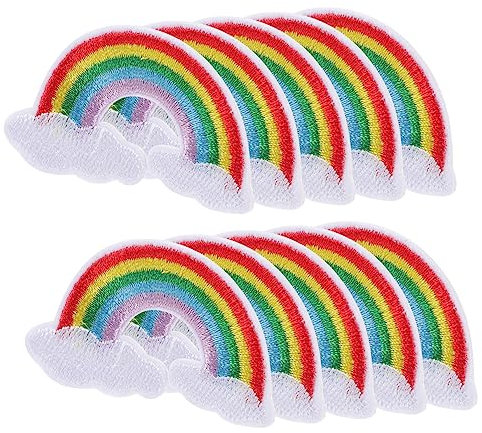 PHENOFICE 10stücke Regenbogen Muster Patches Diy Kleidung Aufnäher Stickerei Tuch Applikationen Bügeln Flicken