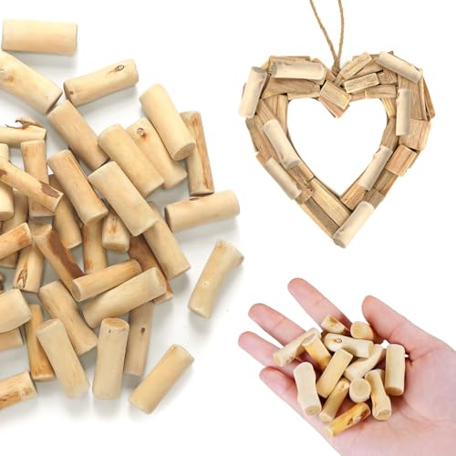 Gerrii 90 Pcs Natural Driftwood Pieces for Crafts DIY Finish Wood Sticks Valentine's Day Craft Driftwood Decor 1.5 Inches for Frames Garland Surf Art Beach Home Projects Crafting Vase Filler