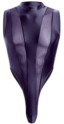 FYMNSI Body Herren Sexy Bodysuit Durchsichtig Stringbody �rmellos M�nnerbody Unterw�sche Muskel Shirt Rollkragen High Cut Wrestling Unterhemd Einteiler Nachtw�sche Reizw�sche Schwarz Einheitsgr��e