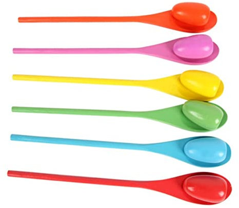 VICASKY Egg and Spoon Relay Race Game -6 Plastic Spoons & 6 Eggs Wooden Toys for Boys and Girls Indoor Outdoor Play Sports Days, Birthdays, Family Gatherings