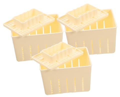 STOBAZA Tofu Press Mould Cheese Press Tool 3pcs Plastic Household DIY Tofu Presser Lid for Home Cheese and Bean Curd Making 140x105x95mm