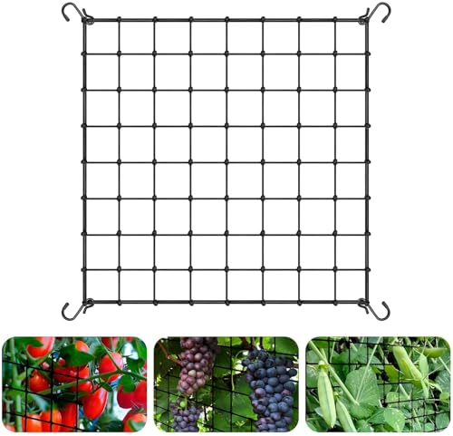Red de Enrejado para Plantas, 120 x 120 cm Red De Tienda De Cultivo con Ganchos, Malla Elástica para Plantas Trepadoras, Plantas, Verduras, Frutas y Flores