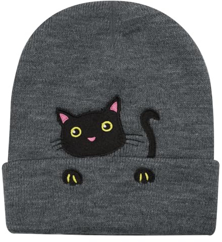 YAMEIZE Katzen Mütze Strickmützen für Damen - Herren Cat Mütze Katze Winter Schädelmütze Warme Outdoor