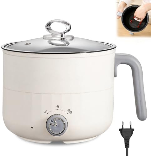 Olla Eléctrica Hot Pot, Olla Eléctrica Caliente Pot 1.8L, Olla Eléctrica, Mini Sartén Eléctrica, Cocina Rápida Ramen Para El Hogar Oficina Dormitorio, Doble Control De Fuego