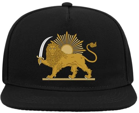 Emblem av Iran lejon och sol 5 panel snapback platt skärm basebollkeps svart