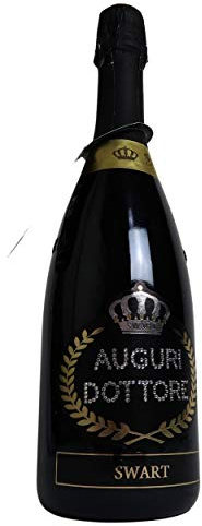 Bottiglia Swart per Festa di Laurea - Bottiglia spumante italiano 0,75L Auguri Dottore in autentici cristalli