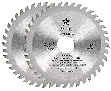 Lames de Scie Circulaire 115 x 22.2 mm 40 Dents Disque Tronçonnage Bois Carbure Finition Scies pour Métal Bois Pierre Verre Plastique Disque de Coupe Sans Fil Scie Dents de Disque (2 pcs)