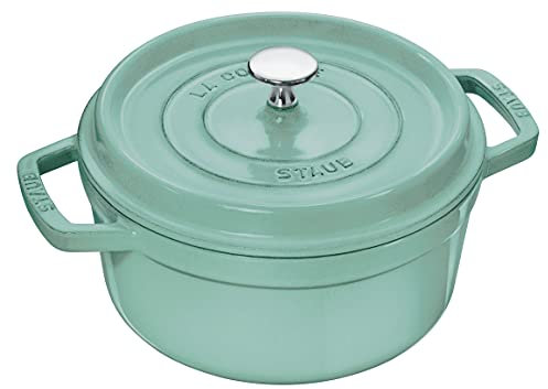 Staub 40508-704 Pico Cocotte Round, Sage Green, 8.7 inches (22 cm), Double-Handed, Enameled Pot, Induction Compatible, Authentic Japanese Product