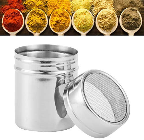 Agitateurs à poudre, salière et poivrière s en acier inoxydable Antipoussière Antirouille pour sucre glace Chocolat Café pour tamis Cacao Cannelle en poudre(S)