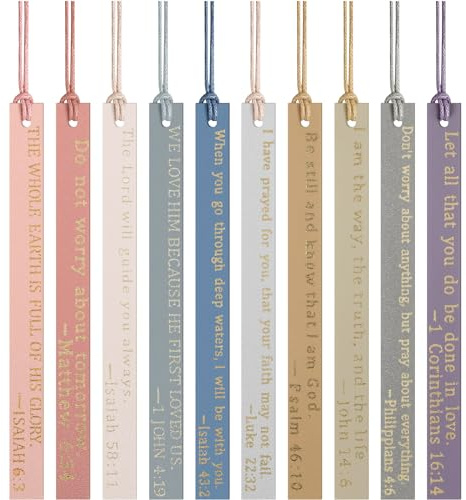 Skyygemm 10 Pcs Christian Bookmarks Christian Gifts for Women Leather Religious Bookmarks Handmade Bible Book Lovers Readers Female Church Book Club(Pastel)