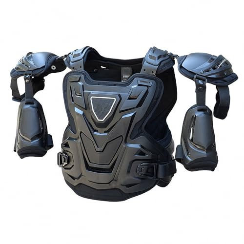 HGYJ Motorrad-Rüstungsweste für Erwachsene und Kinder, ganzjährige Anti-Fall-Offroad-Sport-Schutzausrüstung mit Schulter- und Armschutz,Black1,L