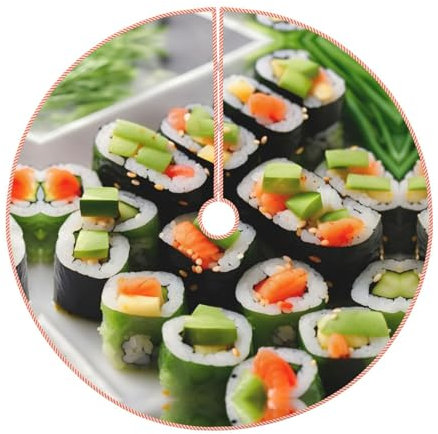 48 Weihnachtsbaumrock, langlebige Urlaubsdekoration – perfekte Größe für Ihren Weihnachtsbaum – Magischer Klettverschluss Sushi Dill Gurken