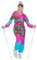 WILBERS & WILBERS 4495 - Retro Skianzug mit 80er Jahre Print für Damen, Skioverall, Schneeanzug, für Aprés Ski und Karneval, 40, Blau-rosa