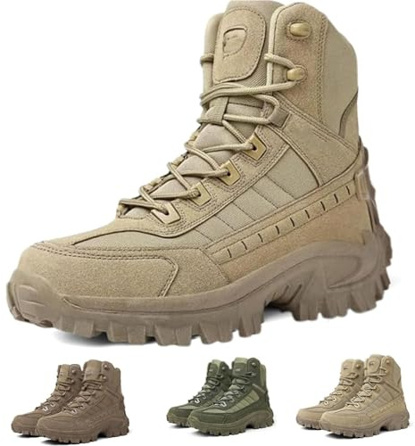 ADTEMP Men's Waterproof Outdoor Anti-Puncture Work Combat Boots Army Boots, Men's Military Tactical Boots, Work Combat Boots (Color : Yellow, Size : 9 UK)