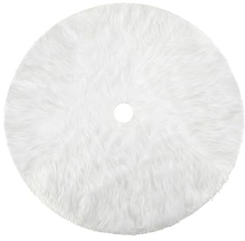 HOWAF Petite Jupe de Sapin de Noel 19 Pouces /50cm Peluche Neige Tapis Sapin Noel Blanc Cache Pied Sapin de Noel Couvre-Pied de Sapin pour la Decortion Sapin Noel