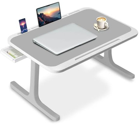 Table Lit pour Ordinateur Portable – Plateau pour Lit Et Canapé, Idéale pour Lire, Écrire, Manger, Travailler À La Maison Ou Au Burea (Grey)
