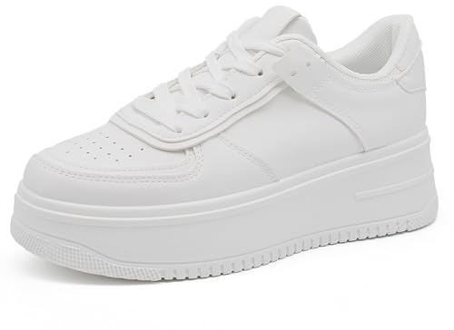 Scarpe da Donna Ginnastica Sneakers Sportive Casual con Lacci Platform AD-300 Bianco N.38