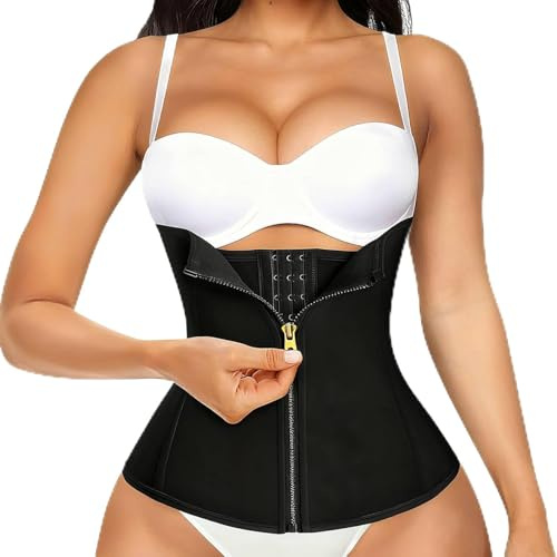 HUAXITRA Waist Trainer Corset for Women Weight Loss Shapewear Tummy Control Body Shaper Breathable Back Support Slimming Girdle Underwear Black