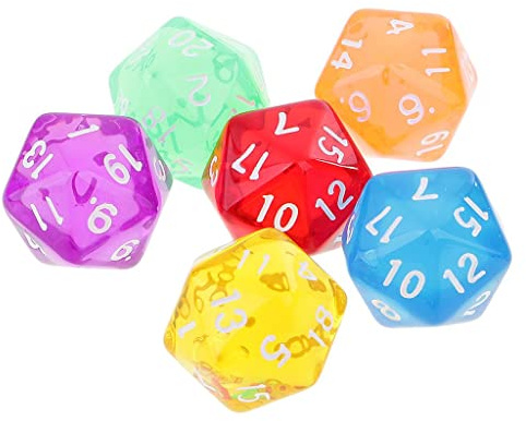 Sharplace 6pcs 20 Seitige, D20 Würfel für Brettspiel