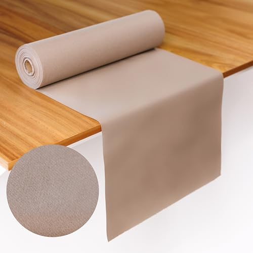American Homestead Paper Table Runner Roll - 78 ft. Disposable Linen-Like Table Cover Roll - 20 Perforated Table Runners (16 x 48) for Parties, Weddings, and Events - Light Brown
