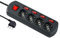 Electraline 61912 Multipresa 4 Posti Polivalenti Schuko, 4 Interruttori Indipendenti, 4 Prese Universali, Cavo di 1.5 m, Nero
