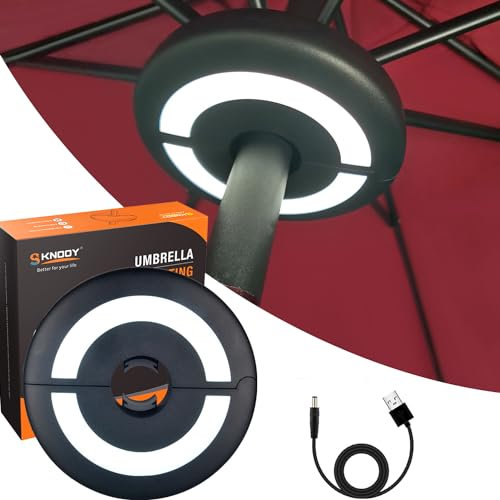 SKNOOY Umbrella Lights Outdoor Patio, Rechargeable Outdoor Umbrella Lights, 3 Lighting Modes Patio Umbrella Light Battery Operated (Not Include), Umbrella Pole Lights for Patio Umbrella