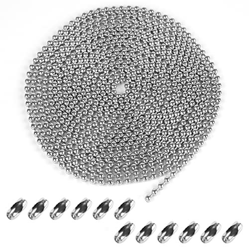 Weysoo Roller Blind Chain 4 Meter/13.1 Feet, 4.5mm Blind Beads, Rust-proof Silver Blind Cord Replacement, with 12pcs Chain Connectors