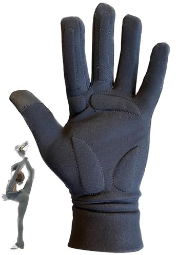 YamerSK8 Eiskunstlauf-Handschuhe mit Gel-Pads, Handflächenschutz für Übungswettbewerbe (Schwarz, M)