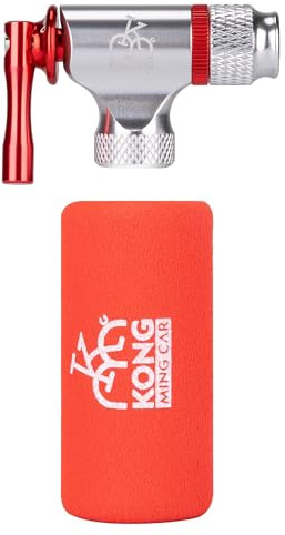 KONG MING CAR CO2 Inflator Ventilaufsatz für Fahrräder, Kompatibel mit Presta & Schrader Ventilen, CNC Aluminium Luftpumpen-Kopf für MTB & Rennrad, CO2 Kartusche separat erhältlich