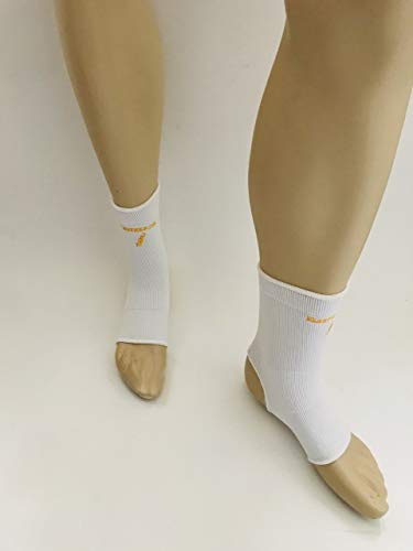 Tobillera de compresión deportiva, Tobillo esguince, Férula de tobillo Banda, Fútbol, Running, Carreras, Musculaciones, Recuperación, Dolor, Hombres, Mujeres, Niños (par tobillo adulto blanco)