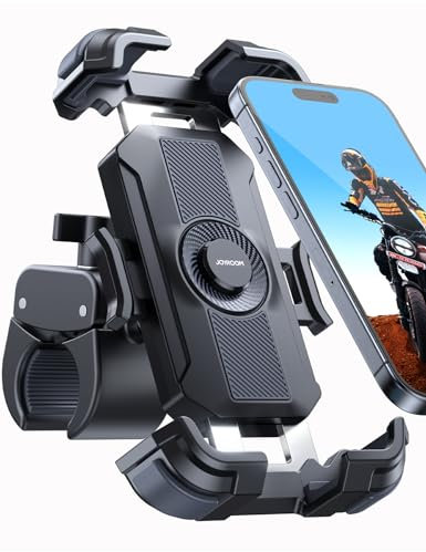 JOYROOM Porta Cellulare Moto–[2025 Tirante in Metallo][160 km/h Antiurto] porta cellulare bici, Universale Bicicletta Manubrio Holder per iPhone 16 Pro Max Samsung Smartphone 4.7-7