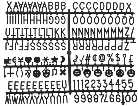 QUARKZMAN Letras de Fieltro para Tableros, Letras, Números y Símbolos Negros de 3/4 Pulgadas para Decoración de Tableros de Mensajes de Plástico Cambiables, 3 Piezas
