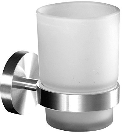 Ambrosya® | Exklusiver Zahnbürstenhalter aus Edelstahl | Bad Badezimmer Becher Glas Halter Halterung Toilette WC Zahnbürste Zahncreme Zahnpasta Zahnputzbecher (Edelstahl (Gebürstet))
