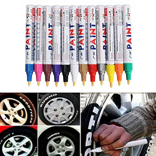 CoCocina 1Pcs Color Tyre Permanent Paint Pen Tire Metal Outdoor Marking Ink Marker Trendy - White