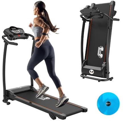 FIT4YOU Heavy Duty Folding Motorized Electric Treadmill Running Fitness Exercise Machine Manual With Free Twist Waist Plate Bluetooth Indoor Sport Gym Pro Jogging MT04 Black New