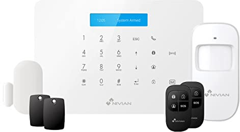 Nivian - Sistema de Alarma para Casa y Negocios Sin Cuotas Mensuales | Kit de Alarma WiFi/gsm | Control Remoto a través de App Tuya | Fácil Instalación Sin Cables | hasta 60 detectores