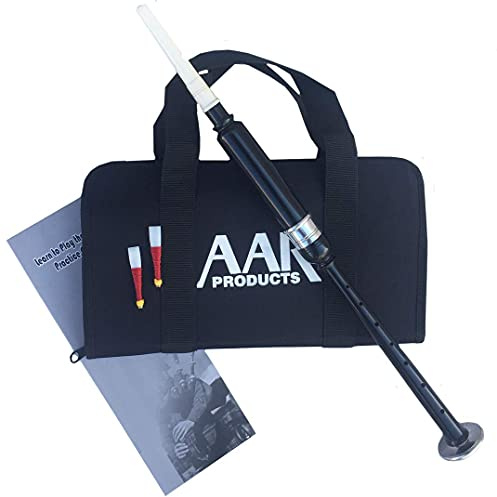 Scottish Highland Bagpipe Practice Chanter Black Silver Mount Free Reeds, Bag and Book