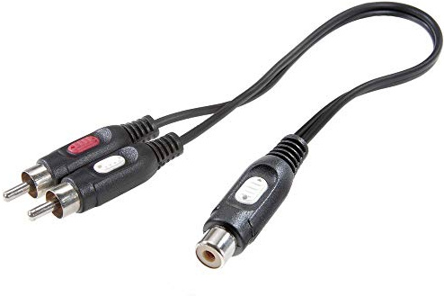 Speaka Professional SP-7869924 RCA Audio Y-Adaptor [2X RCA Male to 1x RCA Female] Black